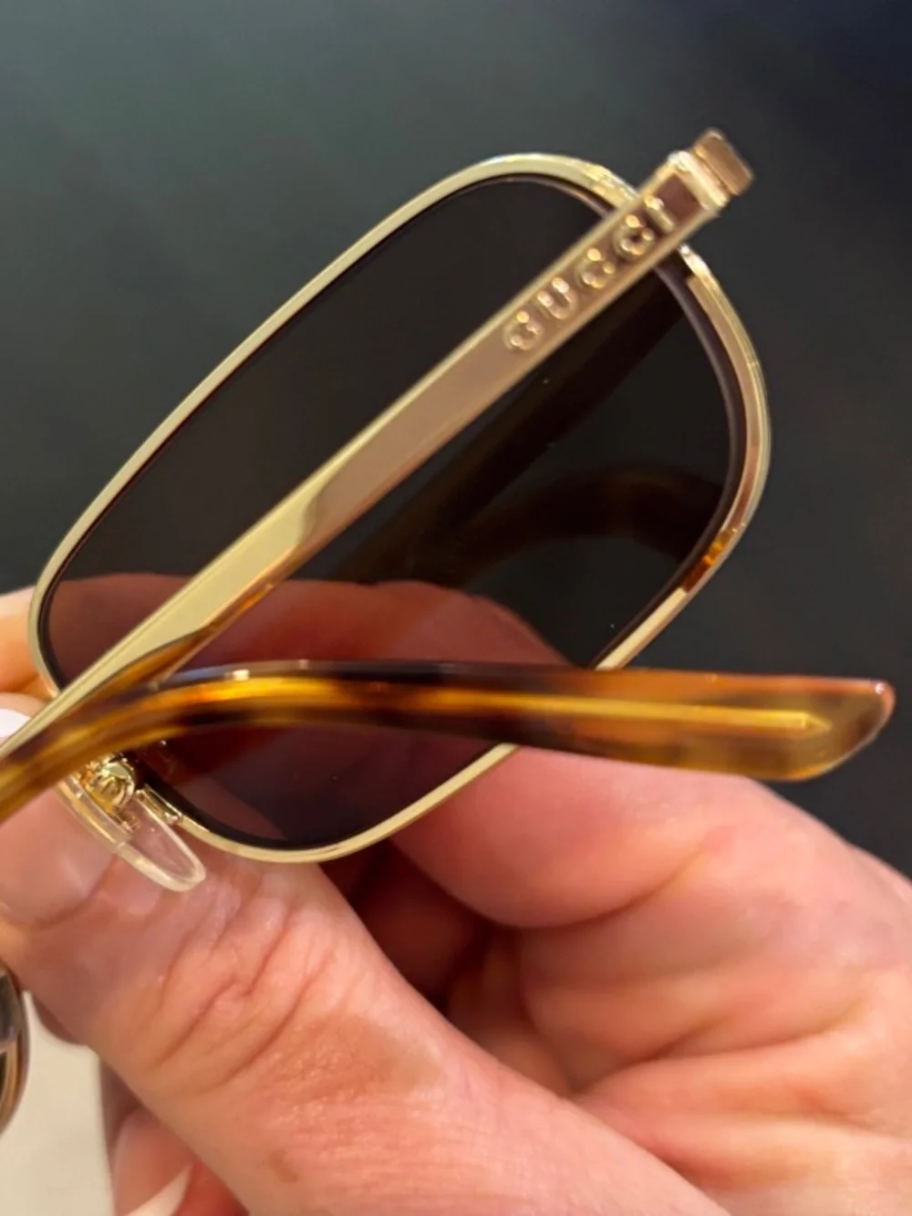 GUCCI GG1457S Eyewear Gold Frame Sunglasses with Brown Prescription Lenses